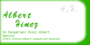 albert hincz business card